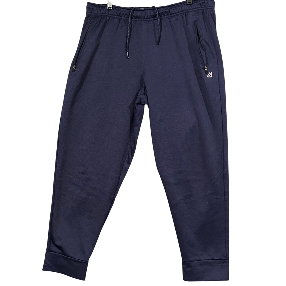 Eddie Bauer Mens XL Navy Blue Joggers Activewear Sweatpants Zipper Pockets